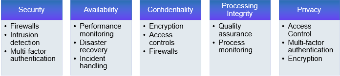 Breakdown of cert elements including security, availability, confidentiality, proces integrity, and privacy