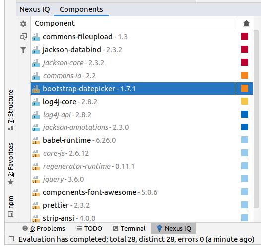 image crop showing both Java and JS packages in the same list