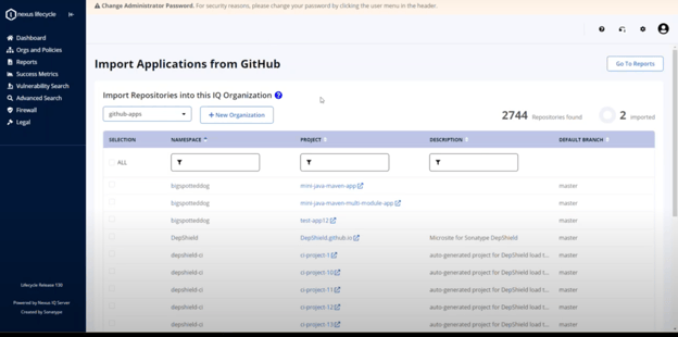 SCM onboarding import screen