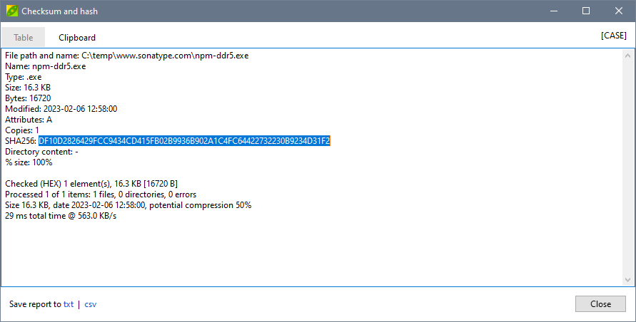 A screenshot of how to view hashes in files within the PeaZip archive manager.