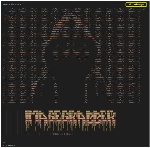 A screenshot of the ASCII art that is printed in the Discord channel as soon as the attackers receive a message announcing that someone has been infected.