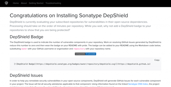 Sonatype DepShield in your GitHub Repository
