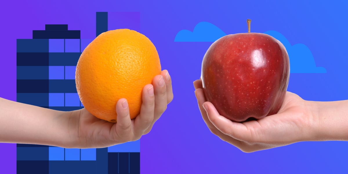 Apple held up next to an orange